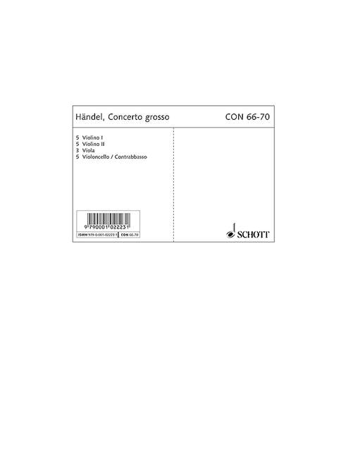 Concerto grosso op. 6 HWV 325&nbsp;&nbsp;für Violine, Streichorchester und Cembalo&nbsp;&nbsp;Stimmensatz - 5 Violinen I, 5 Violinen II, 3 Violen, 5 Violoncelli/Kon