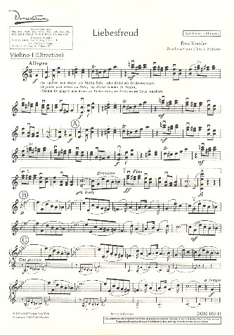Liebesfreud  für Salonorchester  Violine 1