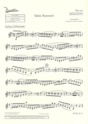 Schön Rosmarin  für Salonorchester  Violine I