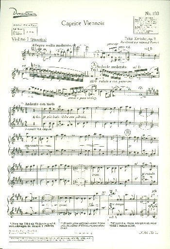 Caprice viennois op.2  für Salonorchester  Violine 1