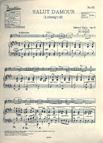 Salut d'Amour op. 12&nbsp;&nbsp;für Salonorchester&nbsp;&nbsp;Klavierdirektion