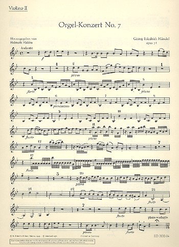 Konzert B-Dur Nr.7 op.7,1 HWV306&nbsp;&nbsp;für Orgel und Orchester&nbsp;&nbsp;Violine 2