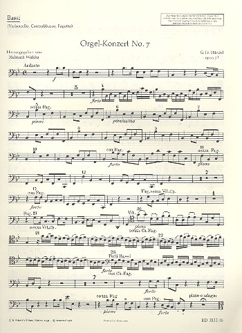 Konzert B-Dur Nr.7 op.7,1 HWV306&nbsp;&nbsp;für Orgel und Orchester&nbsp;&nbsp;Violoncello/Kontrabass/Fagott