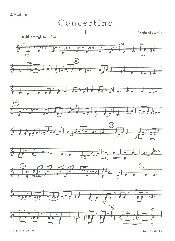 Concertino  für 2 Alt-Blockflöten (Flöten), 2 Violinen, Violoncello (Kontrabass)  Violine 2