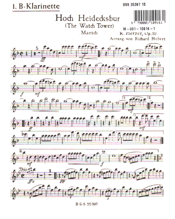 Hoch Heidecksburg op.10  für Blasorchester  Klarinette 1