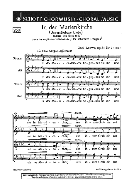 In der Marienkirche op. 81/4  für gemischten Chor (SATB)  Chorpartitur