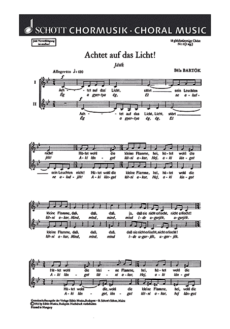 18 Chorlieder  für Frauenchor oder Kinderchor (SA)  Chorpartitur