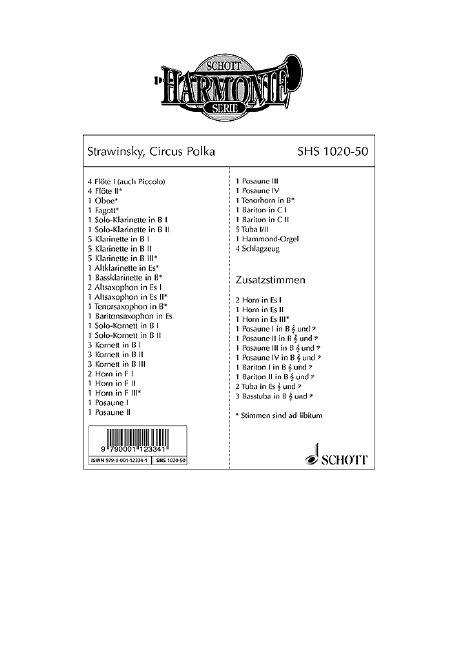 Circus Polka&nbsp;&nbsp;für Blasorchester&nbsp;&nbsp;Stimmensatz