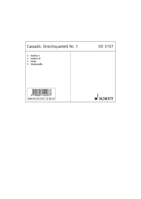 Streichquartett Nr. 1 f-Moll&nbsp;&nbsp;für Streichquartett&nbsp;&nbsp;Stimmensatz