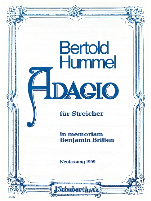 Adagio für Streicher op. 62a  für Violine, Viola und Violoncello (Kontrabass ad libitum)  Partitur und Stimmen