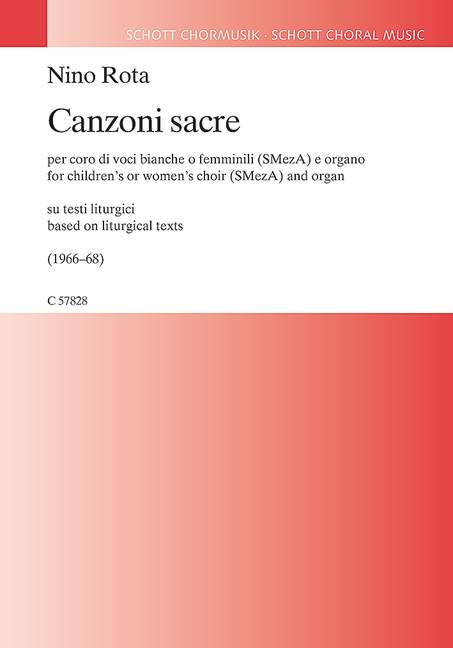 Canzoni sacre  für Frauenchor (Kinderchor) und Orgel  Partitur (it)