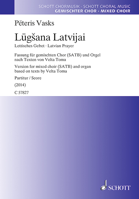 Lugsana Latvijai  für gem Chor und Orgel  Partitur (lett)