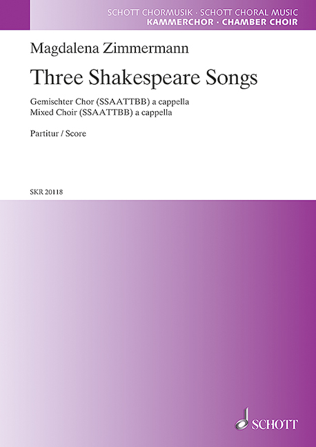 3 Shakespeare Songs&nbsp;&nbsp;für gem Chor a cappella&nbsp;&nbsp;Partitur (en)