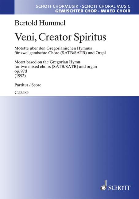 Veni creator spiritus op.97d&nbsp;&nbsp;für 2 gem Chöre und Orgel&nbsp;&nbsp;Partitur
