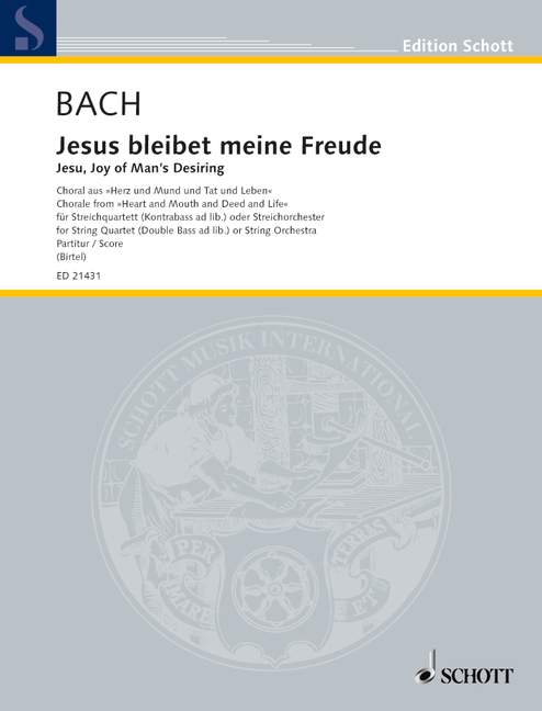 Jesus bleibet meine Freude BWV147&nbsp;&nbsp;für Streichquartett (Streichorchester)&nbsp;&nbsp;Partitur