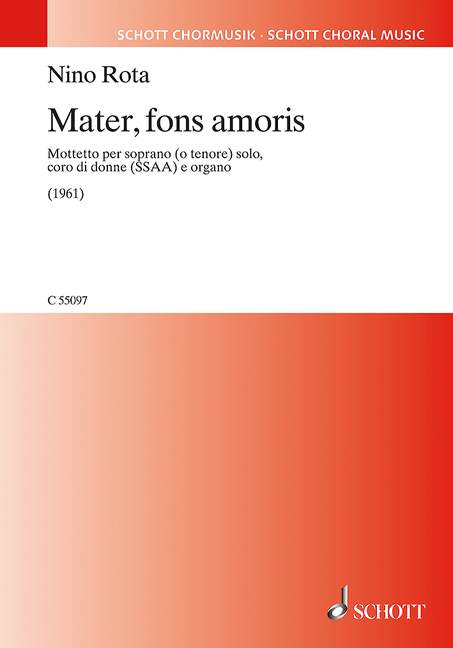 Mater, fons amoris  für Sopran (oder Tenor) solo, Chor (SSAA) und Orgel  Partitur