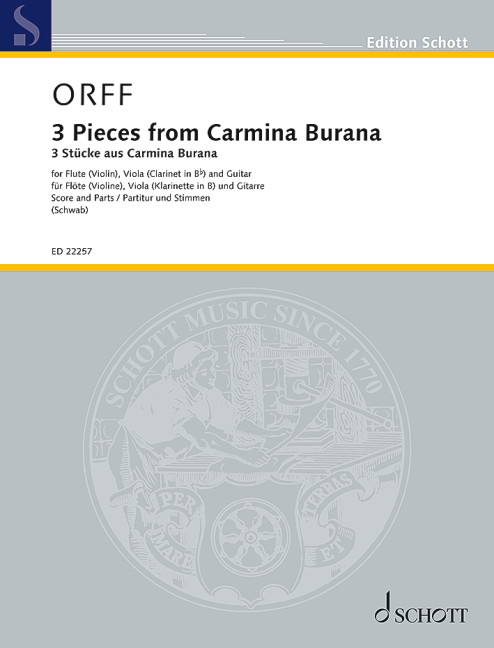 3 Stücke aus Carmina Burana  für Flöte (Violine), Viola (Klarinette) und Gitarre  Partitur und Stimmen