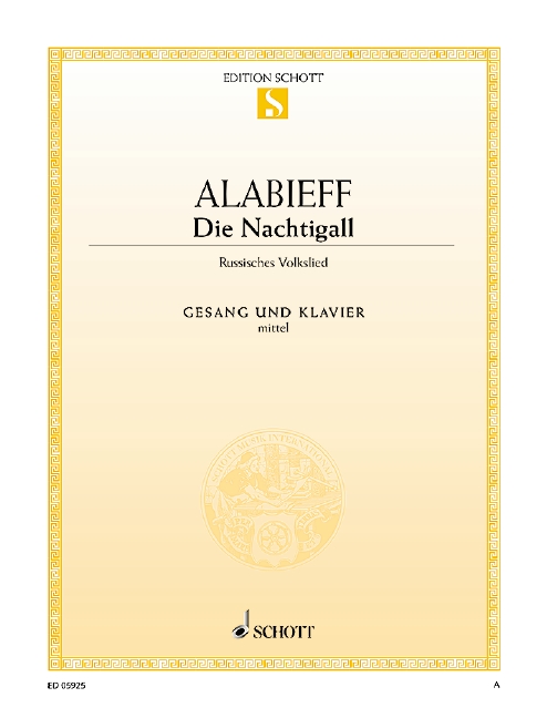 Alabieff, Alexander, Nachtigall&nbsp;&nbsp;für mittlere Singstimme und Klavier&nbsp;&nbsp;Einzelausgabe