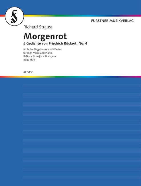 Morgenrot op. 46 Nr.4:&nbsp;&nbsp;für Sopran und Klavier&nbsp;&nbsp;Partitur