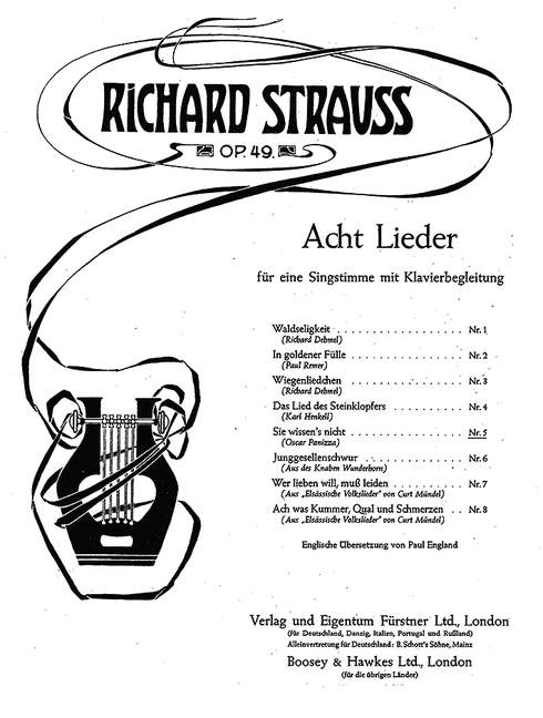 Sie wissen's nicht op. 49,5&nbsp;&nbsp;für Singstimme und Klavier&nbsp;&nbsp;