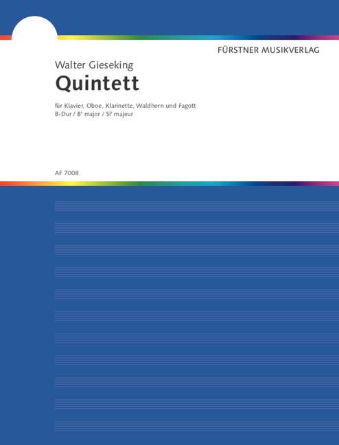 Quintett B-Dur  für Klavier, Oboe, Klarinette, Waldhorn und Fagott  Partitur und Stimmen