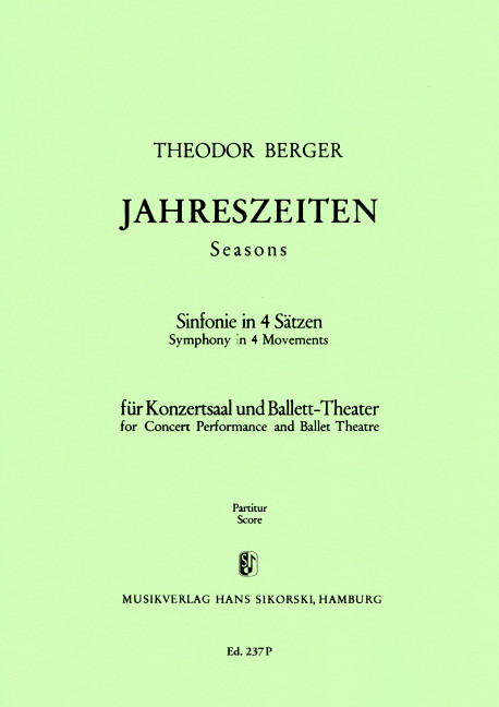 Jahreszeiten&nbsp;&nbsp;Sinfonie in 4 Sätzen für Konzertsaal und Ballett-Theater&nbsp;&nbsp;Orchester