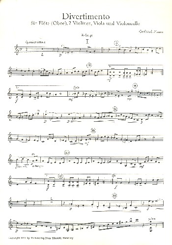 Divertimento  Für Flöte (Oboe), 2 Violinen, Viola und Violoncello  Violine 2