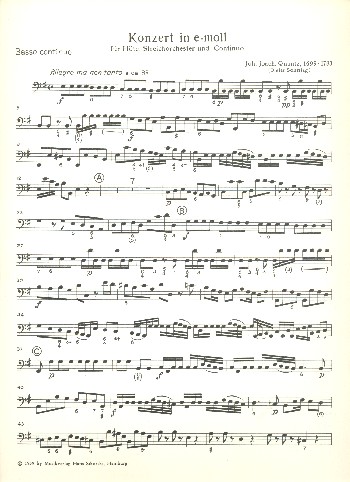 Konzert e-Moll für Flöte, Streichorchester  und Bc  Violoncello/Kontrabass