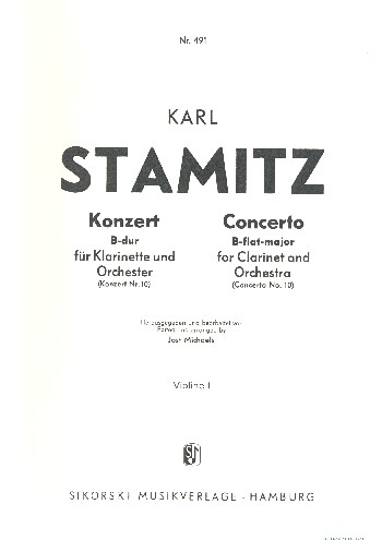 Konzert B-Dur Nr.10&nbsp;&nbsp;für Klarinette und Orchester&nbsp;&nbsp;Violine 1