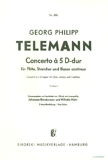 Concerto D-Dur à 5  Für Flöte, Streicher und Bc  Violine 1