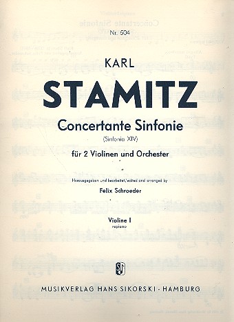 Stamitz, Carl Sinfonia concertante (Sinfonia XIV)&nbsp;&nbsp;für 2 Violinen und Orchester&nbsp;&nbsp;Streicherstimmen