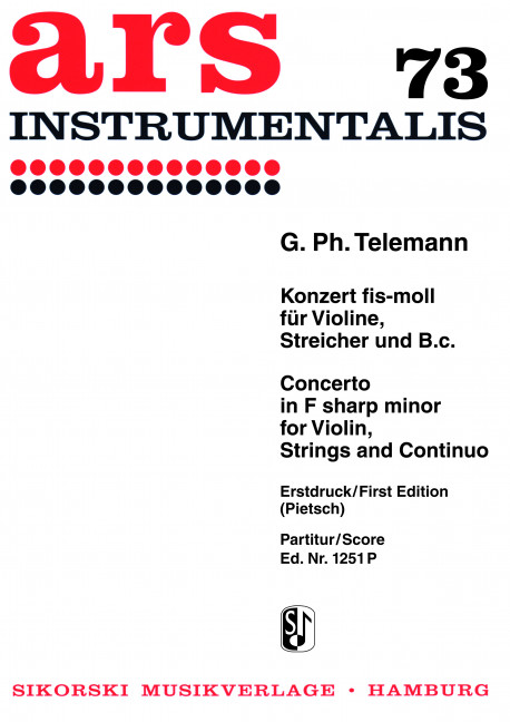 Konzert fis-Moll für Violine , Streicher&nbsp;&nbsp;und Bc&nbsp;&nbsp;Partitur
