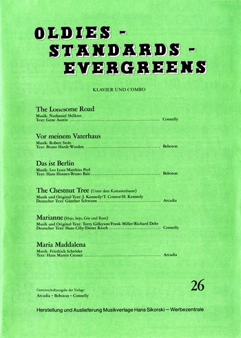 Oldies - Standards - Evergreens Band 26:&nbsp;&nbsp;für Gesang, Klavier und Combo&nbsp;&nbsp;Ausgabe für Gesang und Klavier