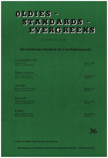 Oldies - Standards - Evergreens Band 36&nbsp;&nbsp;für Klavier&nbsp;&nbsp;