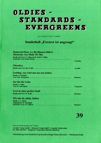 Oldies Standards Evergreens Band 39:&nbsp;&nbsp;für Klavier und Combo&nbsp;&nbsp;Klavierpartitur und Stimmensatz