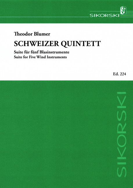 Schweizer Quintett für 5 Blasinstrumente  (Flöte, Oboe, Klarinette, Horn, Fagott)  