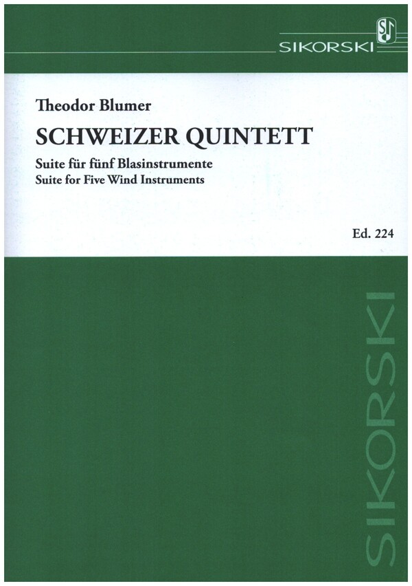 Schweizer Quintett für 5 Blasinstrumente  (Flöte, Oboe, Klarinette, Horn, Fagott)  