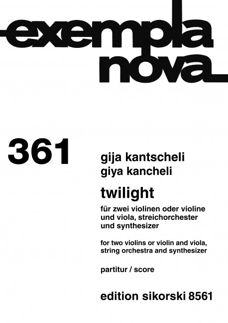 Twilight für 2 Violinen (Violine und Viola),  Streichorchester und Synthesizer  Partitur