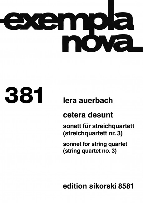 Cetera sunt (Streichquartett Nr.3)  Partitur und Stimmen  