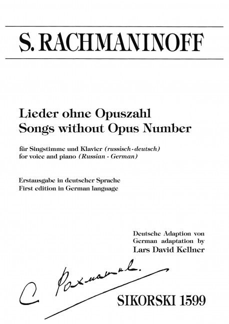 Lieder ohne Opuszahl  für Gesang und Klavier (rkyr/dt)  