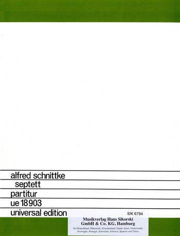 Septett für Cembalo, Flöte, 2 Klarinetten,&nbsp;&nbsp;Streichtrio&nbsp;&nbsp;Studienpartitur