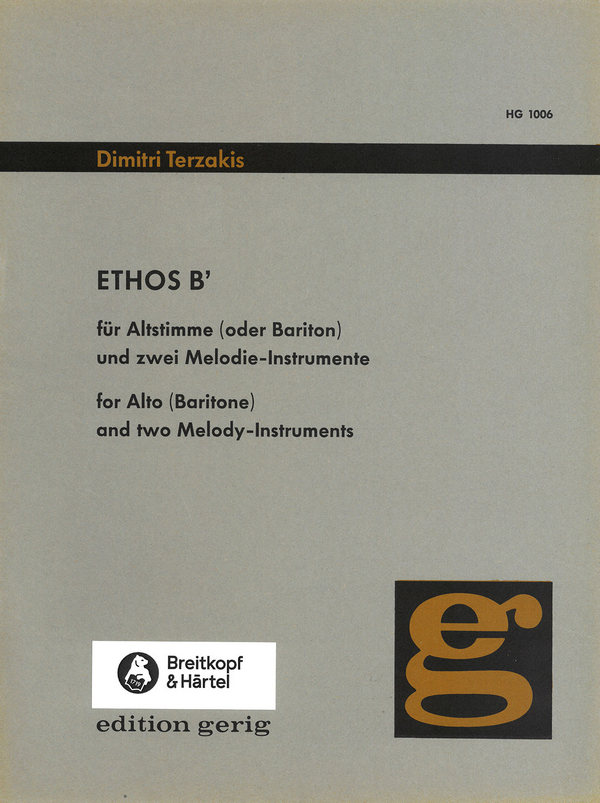 Ethos B'  für Alt (Bariton) und 2 Melodieinstrumente  Partitur