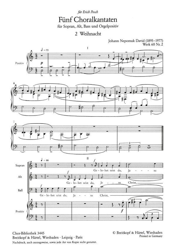 Choralkantate Wk 60,2  für gem Chor und Orgel  Chorpartitur