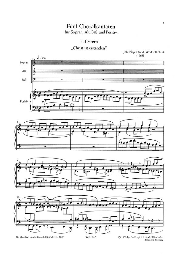 Choralkantate Wk 60,4  für gem Chor und Orgel  Chorpartitur