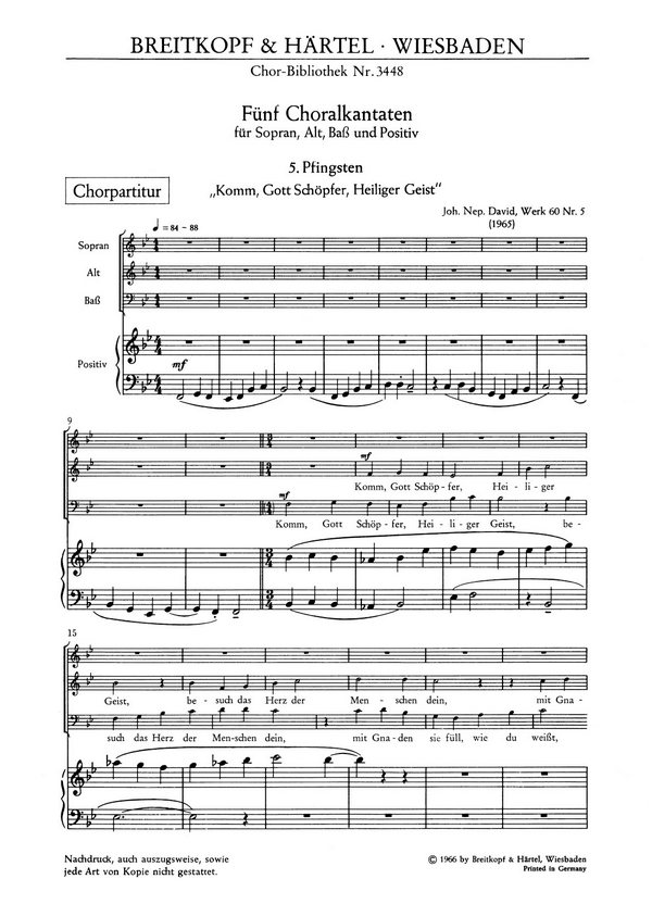 Choralkantate Wk 60,5  für gem Chor und Orgel  Chorpartitur