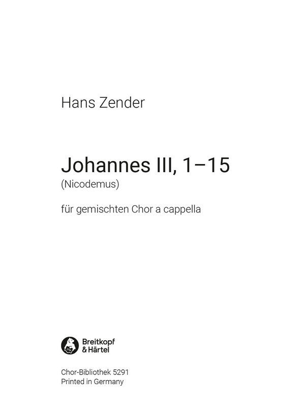 Johannes III, 1-15  für gem Chor a cappella  Chorpartitur