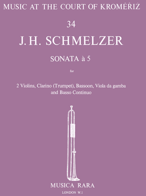 Sonata à 5  für 2 Violinen, Clarino (Trompete), Fagott, Viola da gamba und Bc  Partitur und Stimmen (Bc ausgesetzt)