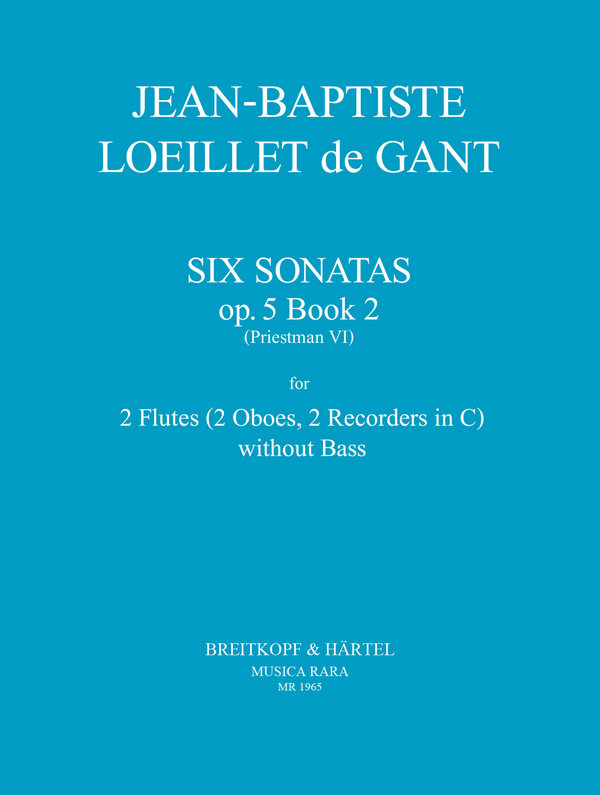 6 Sonaten op.5 Band 2 Nr.4-6)  für 2 Flöten (Oboen, Sopranblockflöten)  2 Spielpartituren