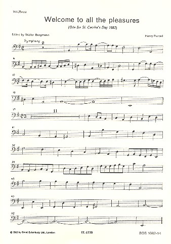Ode zum St. Cecilia's Day 1683&nbsp;&nbsp;für Soli, gem Chor, Streicher und Bc&nbsp;&nbsp;Violoncello/Kontrabass