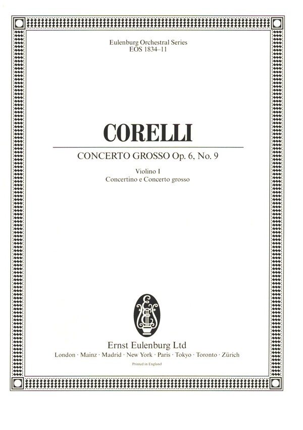 Concerto grosso F-Dur op.6,9  für 2 Violinen, Violoncello, Streicher und Bc  Violine 1